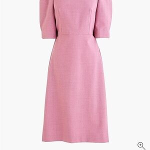 Puff-sleeve wool sheath dress